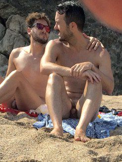 Nude beach cock gay couple