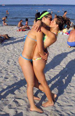 Girls in bikini and swimsuit beach shots