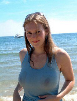 Large jugs under a wet t-shirt