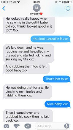 wife's phone - "..we laid down and he...