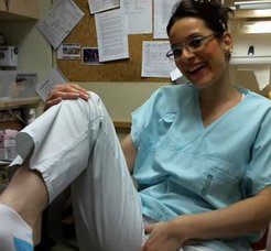 Canadian Nurse showing off pussy in the...