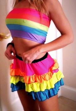 Latino-American girl in a too short skirt...