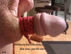 Tied with thread dick