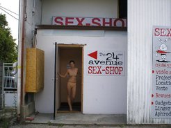 Public sex and flashing in erotic store