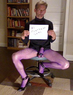 PURPLE FISHNET PANTYHOSE AND HIGH HEELS