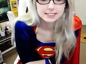 Charming young webcam slut in superman...