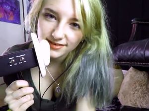 Cute webcam slut licking binaural ear