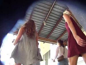 Sexy upskirt video with two sexy teen...