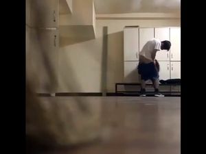 Turkish teen fucked from behind in locker...