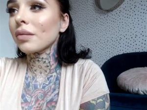 Tattooed pregnant girl with amazing big...