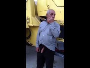 Portuguese mature man worker flashing dick...