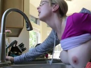 British wife with big tits fucked in kitchen