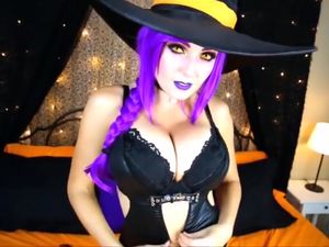 Sexy big boobs halloween witch