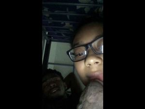 Ebony GF sucks black dickhead in front of...