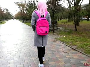 Sexy pink haired schoolgirl...