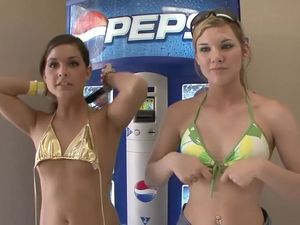 Sexy college coeds flashing tits in public