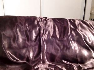 CD rubbing his cock against satin pillow