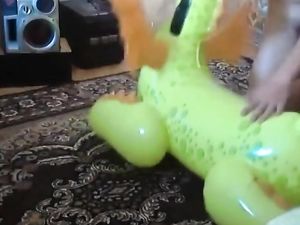Green dragon inflatable toy humping orgasm