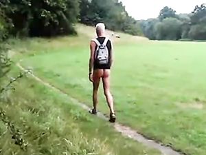 Exhibtionist caught wanking in the woods