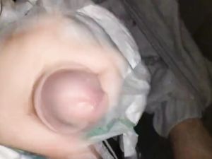 Twink cumming his wet diaper