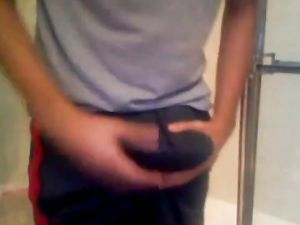 Arab in bathroom and shows his long cock -v2