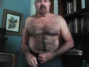 Nasty Hairy Daddy Jacks into a condom