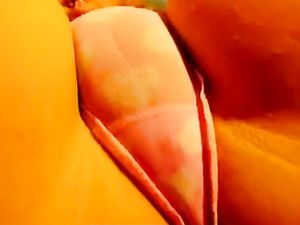 Wet puffy pussy masturbation on close-up