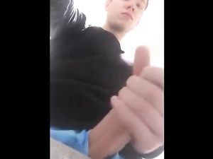 Cute Boy wank in school bathroom and cum...