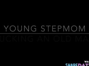 Young stepmom sucking an old man in a...