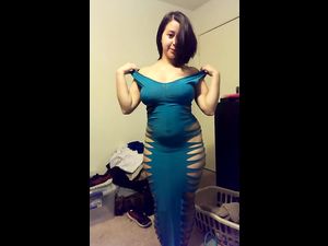 Curvy wife shows her new sexy dress and...