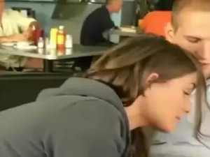 Unexpected blowjob in fast food cafe