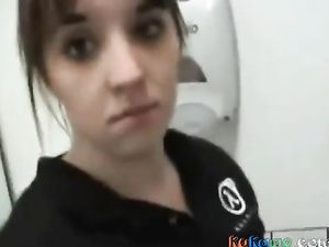 Getting an office bathroom blowjob with...