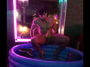 Wet man show Striptease at gogo party