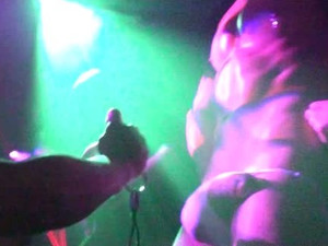 Male stripper bouncing his cock at dance