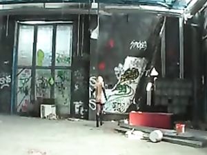 Blonde German girl peeing