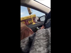 Wife sucking cock in the car when next car...