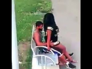 Black couple fucks on park bench not...